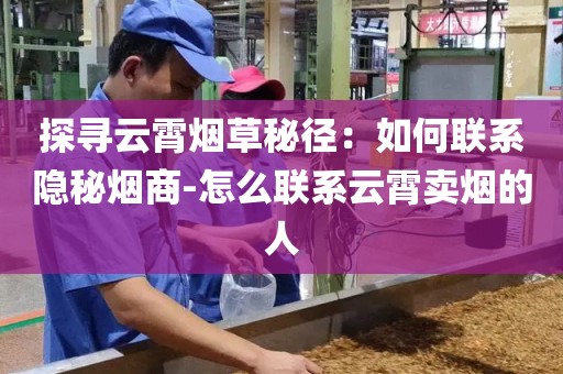 探寻云霄烟草秘径：如何联系隐秘烟商-怎么联系云霄卖烟的人